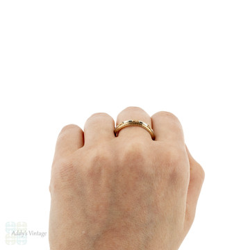 Engraved Men's Floral Wedding Ring, Vintage ArtCarved Two-Tone 14k Gold Band. Size X / 11.5.
