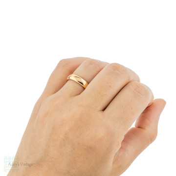 1920s 22ct Wedding Band, Court Comfort Fit Heavy 22k Gold Wedding Ring. Size N / 6.75.