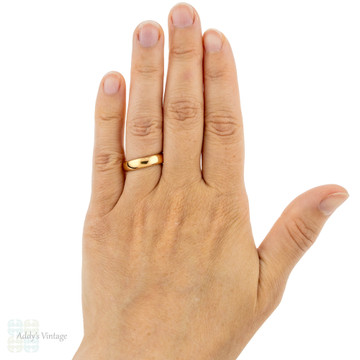 1920s 22ct Wedding Band, Court Comfort Fit Heavy 22k Gold Wedding Ring. Size N / 6.75.