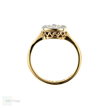 Art Deco Triple Row Diamond Ring, Panel Style with Milgrain Beading. 18ct & Platinum.