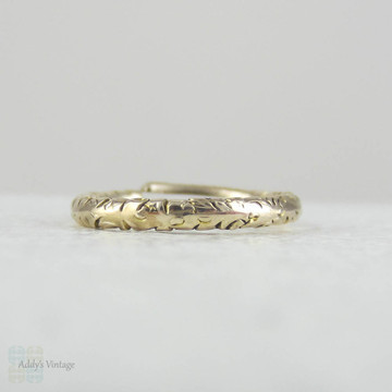 Antique Split Ring, Georgian 9 Carat Yellow Gold Engraved Split Ring for Charms, Fobs.