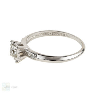 Art Deco Diamond Engagement Ring, Classic Platinum Solitaire. 0.26 ctw, Circa 1930s.