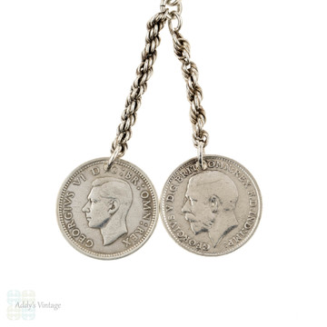 RESERVED Victorian Sterling Silver Albertina Bracelet with Coins Art Deco Coins.