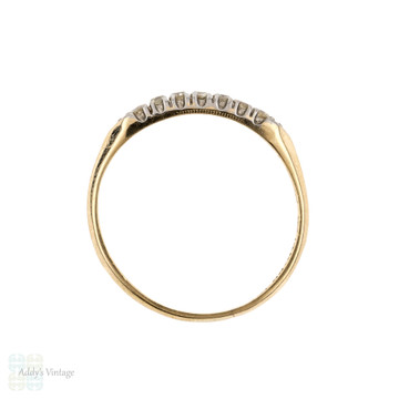 RESERVED Vintage 1940s Diamond Wedding Ring, 14K Yellow Gold & Palladium Seven Stone Band.