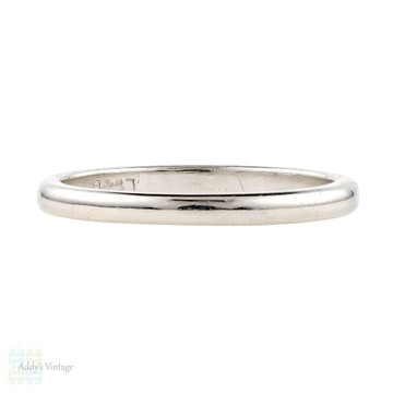 RESERVED Platinum Wedding Ring, Vintage 1950s Slender Ladies Wedding Band. Size L / 5.75.