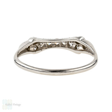 Art Deco Curved Diamond Wedding Band, Platinum Shaped Contoured 1920s Ring.