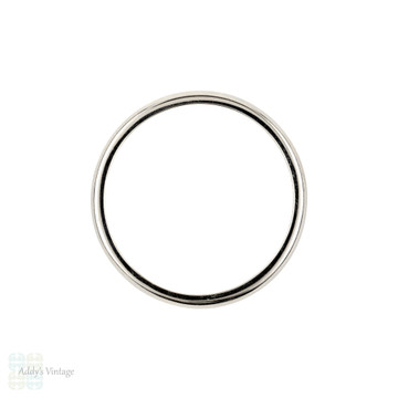 Platinum Vintage Ladies Wedding Ring, Simple D Shape Profile Slender Band. Size J / 4.75.
