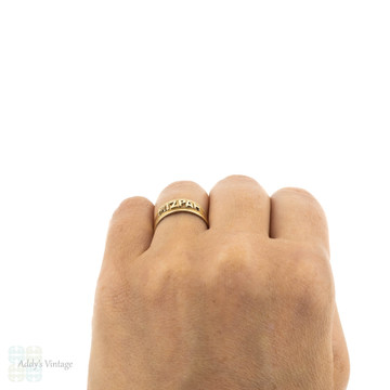 Victorian Mizpah 18k Ring, Antique 18ct Yellow Gold with Beaded Edge. Chester 1890s.