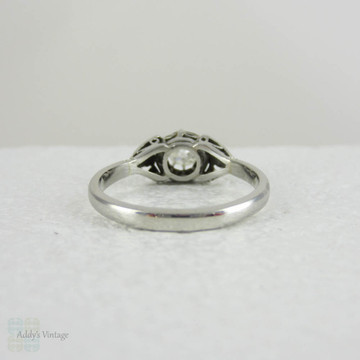 Art Deco Old Mine Cut Platinum Solitiarie Engagement Ring. Single Stone Vintage Buttercup Setting Diamond Ring.
