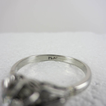 Art Deco Old Mine Cut Platinum Solitiarie Engagement Ring. Single Stone Vintage Buttercup Setting Diamond Ring.