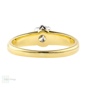 Classic Round Brilliant Cut Diamond Engagement Ring, 18k Yellow Gold 0.41 ct Single Stone.