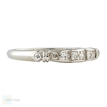 RESERVED Vintage Diamond Wedding Ring, Art Deco Platinum Half Hoop Eternity Band. Circa 1930s.