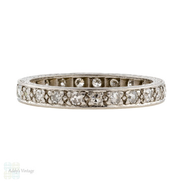 Vintage Diamond Eternity Ring, Art Deco Full Hoop Wedding Band. 0.35ctw, Size K / 5.25.