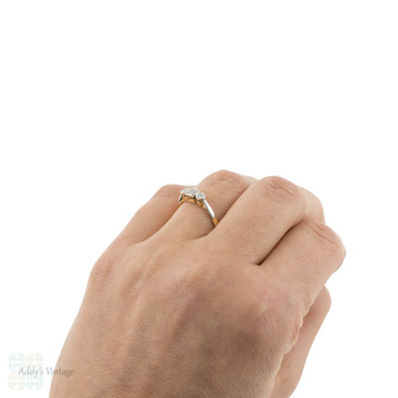 Vintage Three Stone Art Deco Diamond Engagement Ring, 18ct Yellow Gold & Platinum.