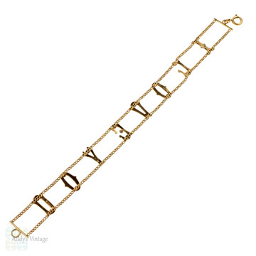 RESERVED Vintage 9ct I LOVE YOU Gold Bracelet, Circa 1960s 9k Gold London Hallmarks.