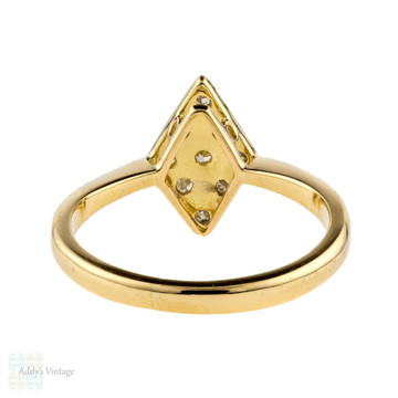 Marquise 1930s Art Deco Diamond Cluster Ring, Engraved Star & Milgrain Detail. 18ct & Platinum.