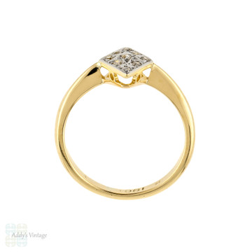 Marquise 1930s Art Deco Diamond Cluster Ring, Engraved Star & Milgrain Detail. 18ct & Platinum.