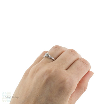 Art Deco Engagement Ring, Old European Cut Diamond 1930s Platinum Ring.