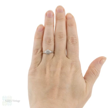 Vintage Diamond Cluster Engagement Ring, Daisy Flower Design. Circa 1930s, 18ct Gold & Platinum.