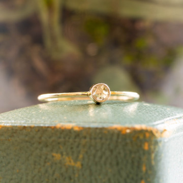 Rose Cut Diamond Ring, 9ct 9k Gold Edwardian Conversion Slender Stacking Band.