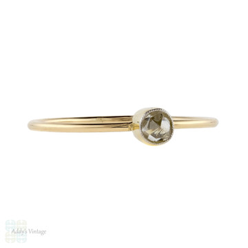 Rose Cut Diamond Ring, 9ct 9k Gold Edwardian Conversion Slender Stacking Band.
