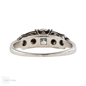 LAYAWAY Art Deco Diamond Engagement Ring, 1930s Platinum Tulip Design 0.60 ctw.