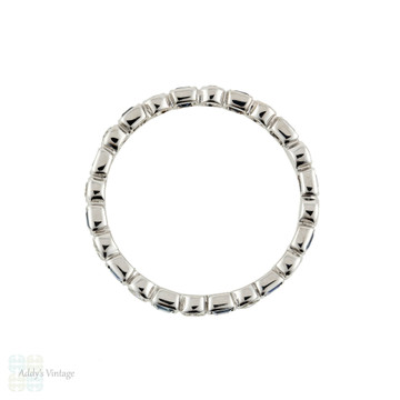 Sapphire & Diamond 18k Eternity Ring, 18ct White Gold Wedding Band. Size N.75 / 7.15.