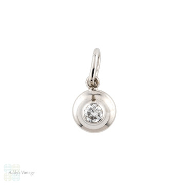 RESERVED 18ct White Gold Diamond Pendant, Fluted Design Dainty 18k Charm.