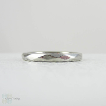 RESERVED. Vintage Faceted Platinum Wedding Ring. Unique 1940s Court Comfort Fit Heavy Geometric Style Platinum Band.
