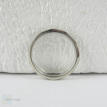 RESERVED. Vintage Faceted Platinum Wedding Ring. Unique 1940s Court Comfort Fit Heavy Geometric Style Platinum Band.