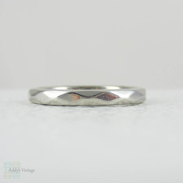 RESERVED. Vintage Faceted Platinum Wedding Ring. Unique 1940s Court Comfort Fit Heavy Geometric Style Platinum Band.