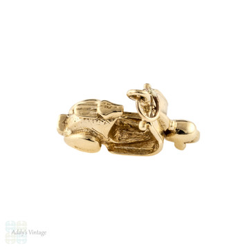 Vintage 9ct Scooter Charm, 1960s 9k Yellow Gold Small Pendant.
