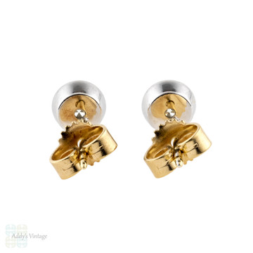 RESERVED Bezel Set Diamond Stud Earrings, 0.42 ctw Round Brilliant Cut Diamonds in 14k Rubover Settings.