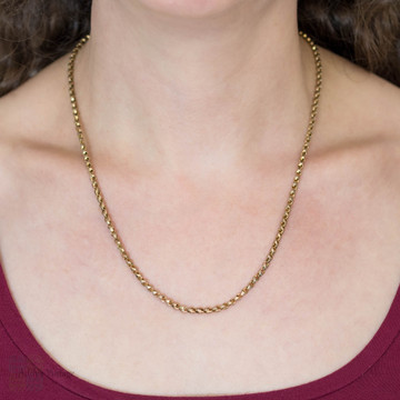 RESERVED Victorian 9ct 9k Gold Faceted Tulip Link Chain, Antique Necklace. 21.5 inches, 12.5 g.