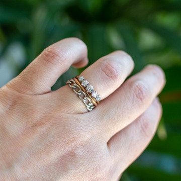 Sterling Silver Chain Ring, Vintage Ridge & Knot Chain Link Conversion Ring.