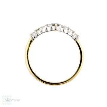 Wishbone Diamond Wedding Ring, Ladies 18ct White & Yellow Gold Half Hoop Band.