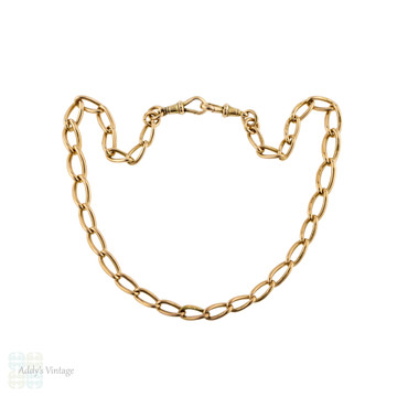 RESERVED LAYAWAY Antique 9ct Rose Gold Chain, 16 inch / 40.5 cm Graduated Curb Link Necklace 31.45g.