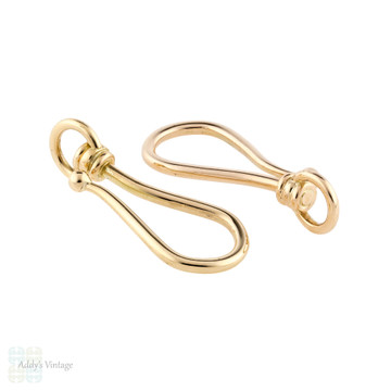 9ct Charm Hook, 9k Rose or Yellow Gold Vintage Style Shepherd's Hook Pendant for Charms.