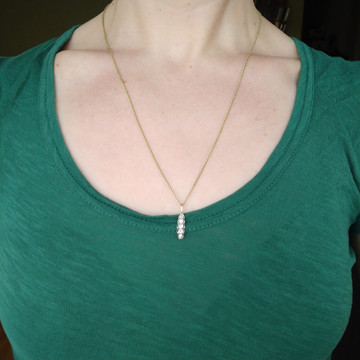 RESERVED Old European Cut Diamond Pendant, 5 Stone Graduated Line Drop Necklace 18ct Gold & Platinum.