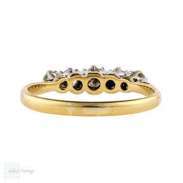 Five Stone Diamond Engagement Ring, Vintage 18ct Gold Graduated Design Ring.