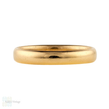 Art Deco 22ct Wedding Ring, Vintage 1930s Court Comfort Fit 22k Band. Size O / 7.25.