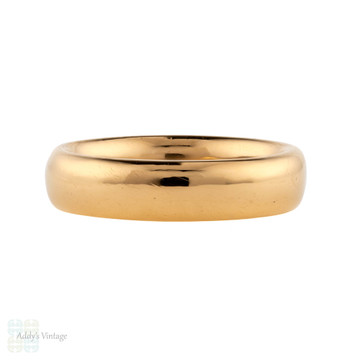 Antique 22ct Ladies Wedding Ring, Heavy 1920s Court Comfort Fit 22k Band Size K, 5.25.
