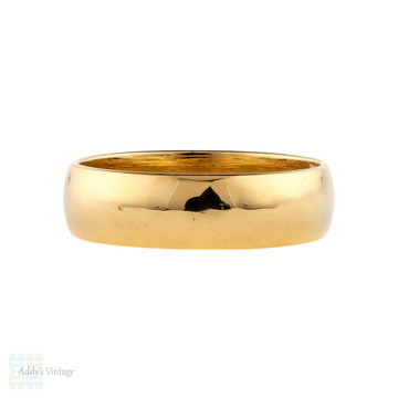Wide Ladies 18ct Yellow Gold Wedding Band, Vintage 18k Tiny Size F / 3 Ring.
