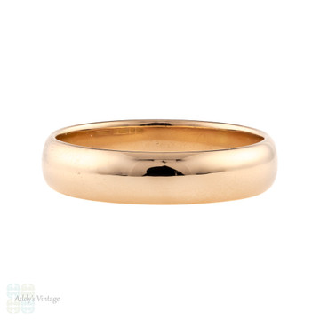 Vintage 9ct Rose Gold Men's Wedding Ring, Classic Art Deco 1930s Band. Size R.5 / 9.