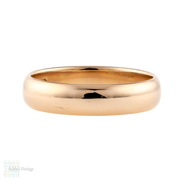 Vintage 9ct Rose Gold Men's Wedding Ring, Classic Art Deco 1930s Band. Size R.5 / 9.