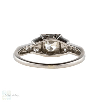 RESERVED Old European Cut Diamond Engagement Ring, Orange Blossom Platinum Stepped Design Circa 1930s.
