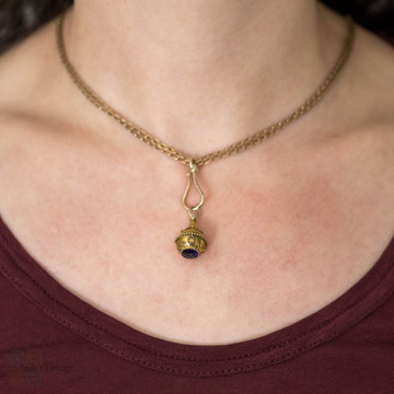 Amethyst Cannetille 15ct Drop Bauble Pendant, Victorian Teardrop Shape Watch Fob.