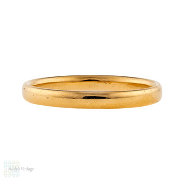 Vintage 22ct Wedding Ring, Narrow 1920s Ladies 22k Gold Wedding Band. Size K.5 / 5.5.