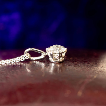 RESERVED Old European Cut Diamond Pendant, 18ct & Platinum Crown Rex Setting Solitaire Necklace.