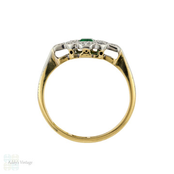 RESERVED Emerald & Diamond Art Deco Engagement Ring, Antique 1920s 18ct PLAT Ring.